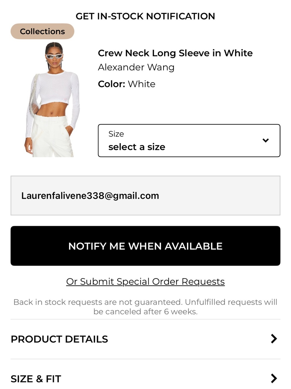 Alexander Wang cropped white M
